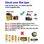 Colour film/disposable camera develop only (no prints) (no digital links)